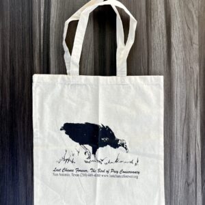 Vulture tote bag with white handles